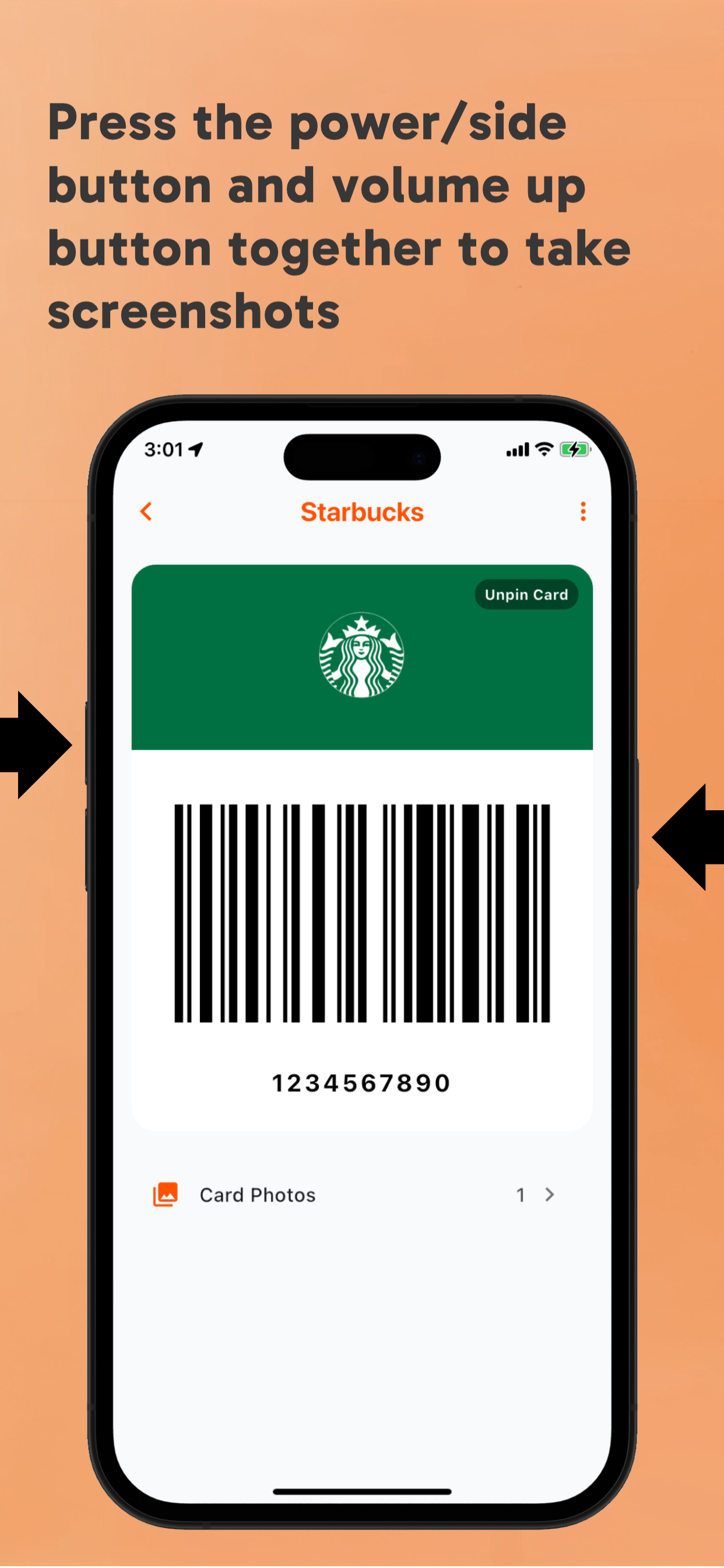 Taking screenshots of cards from other apps