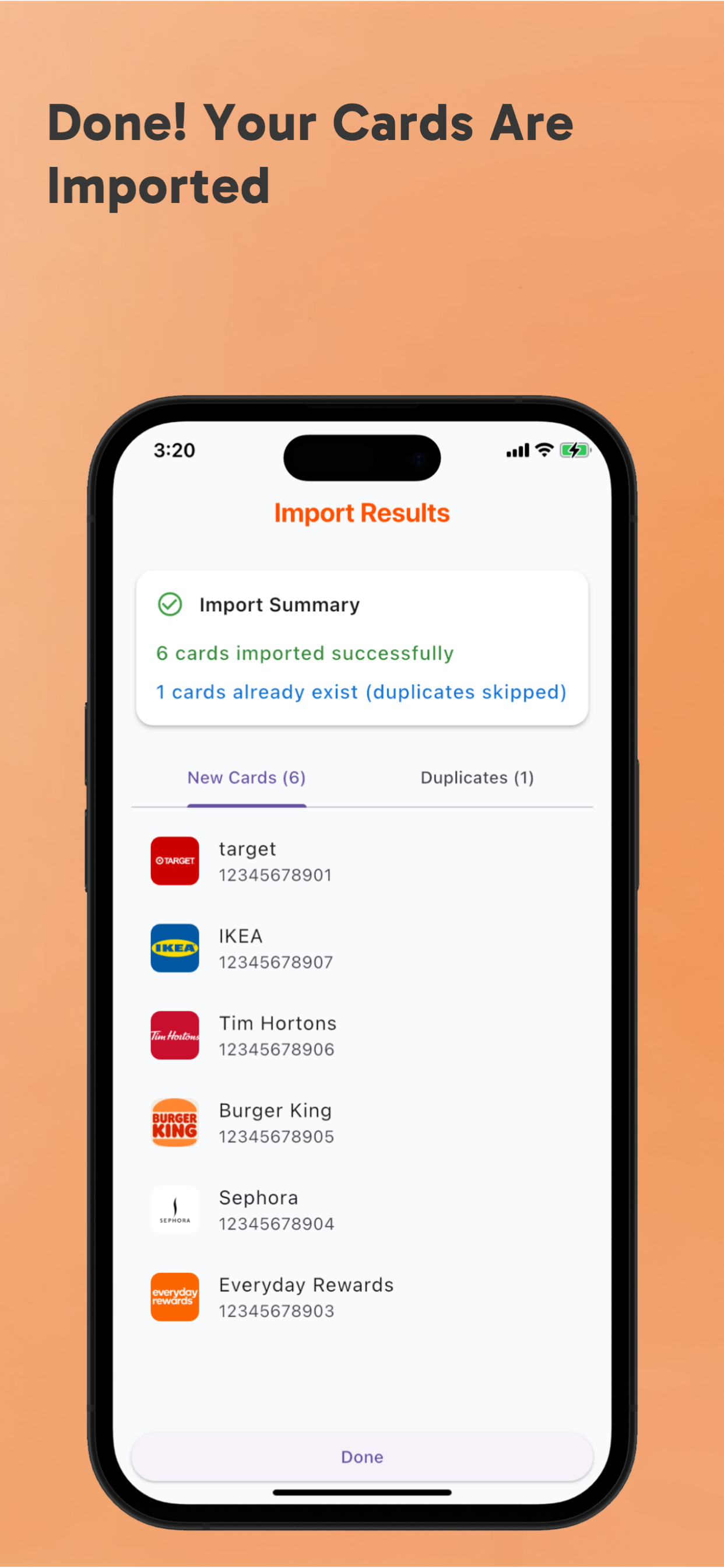 Successfully imported cards in RooCards library