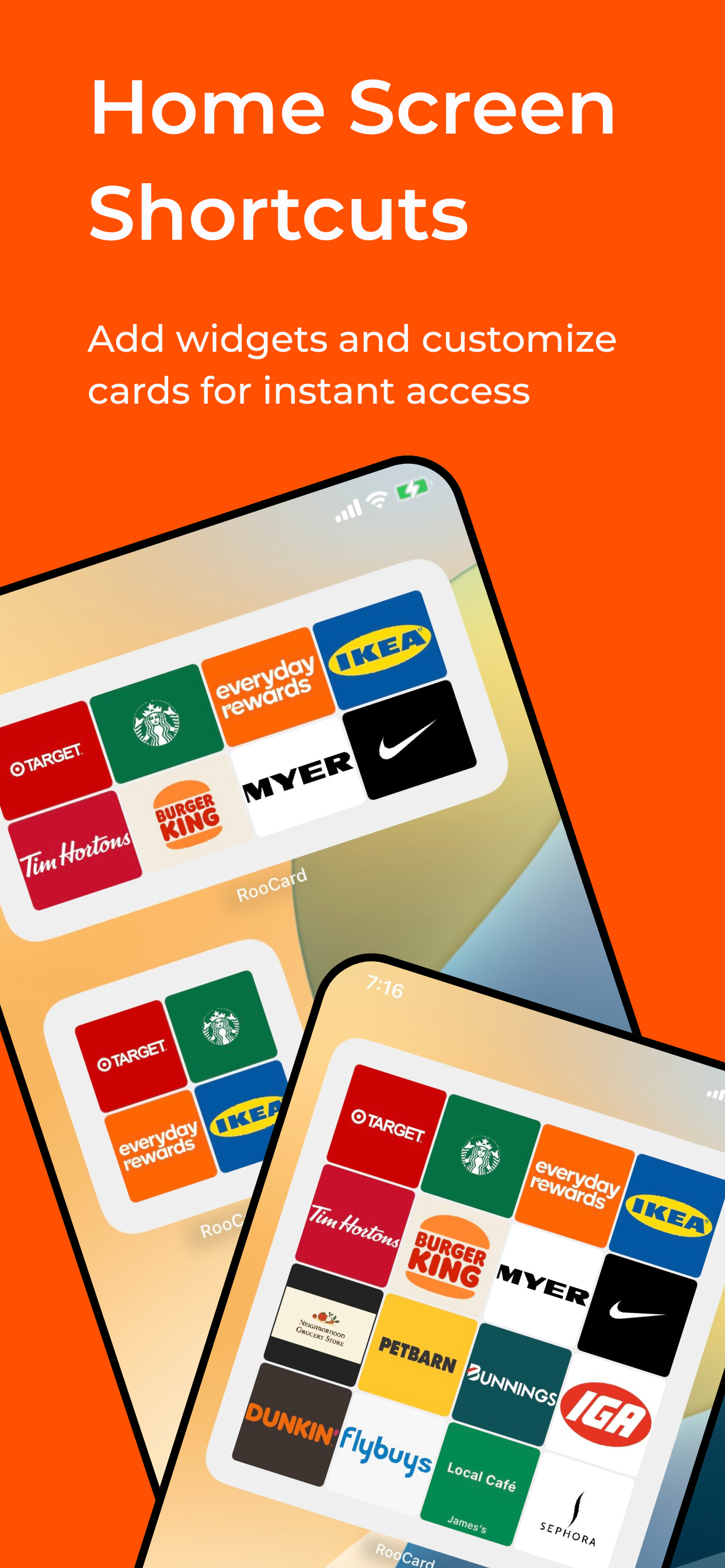 RooCards home screen widget