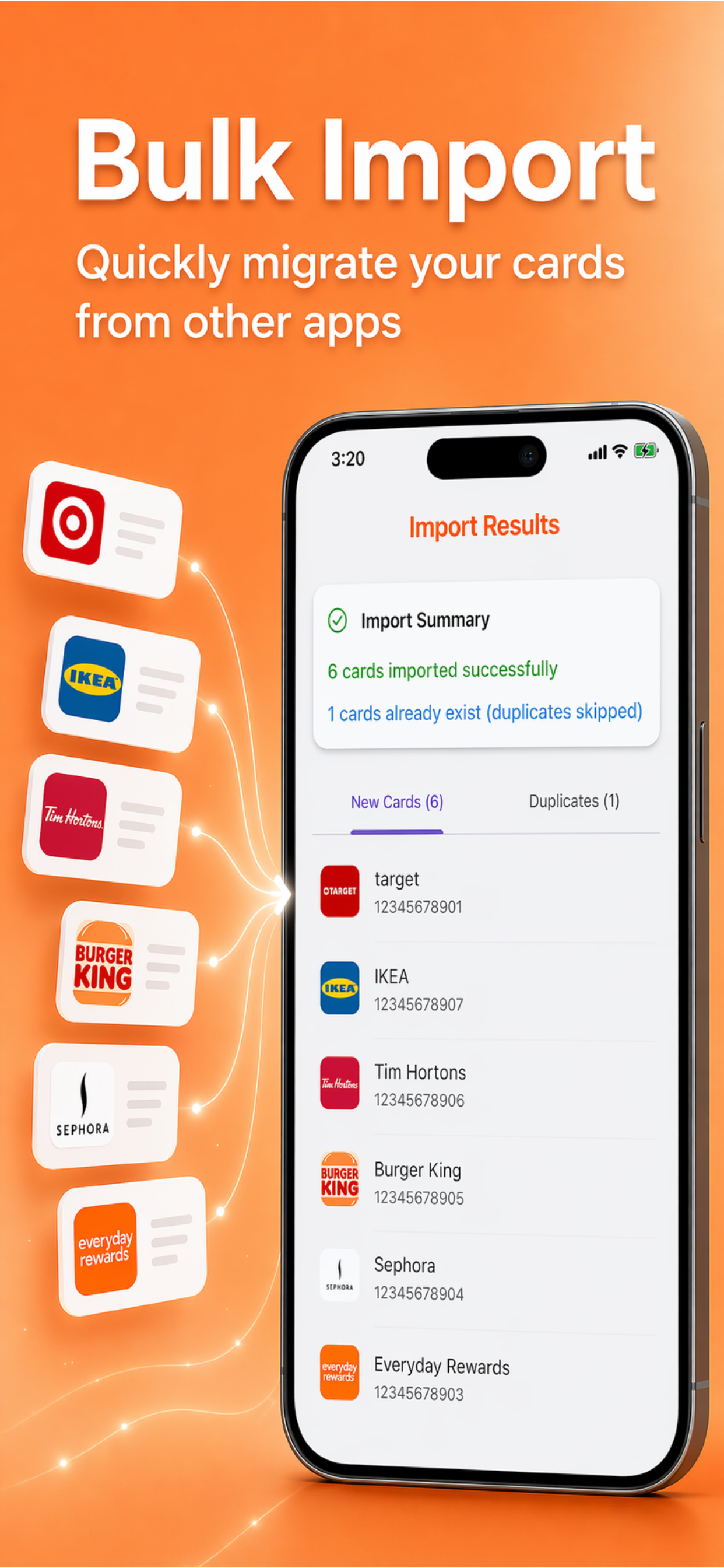 Bulk import loyalty cards from screenshots