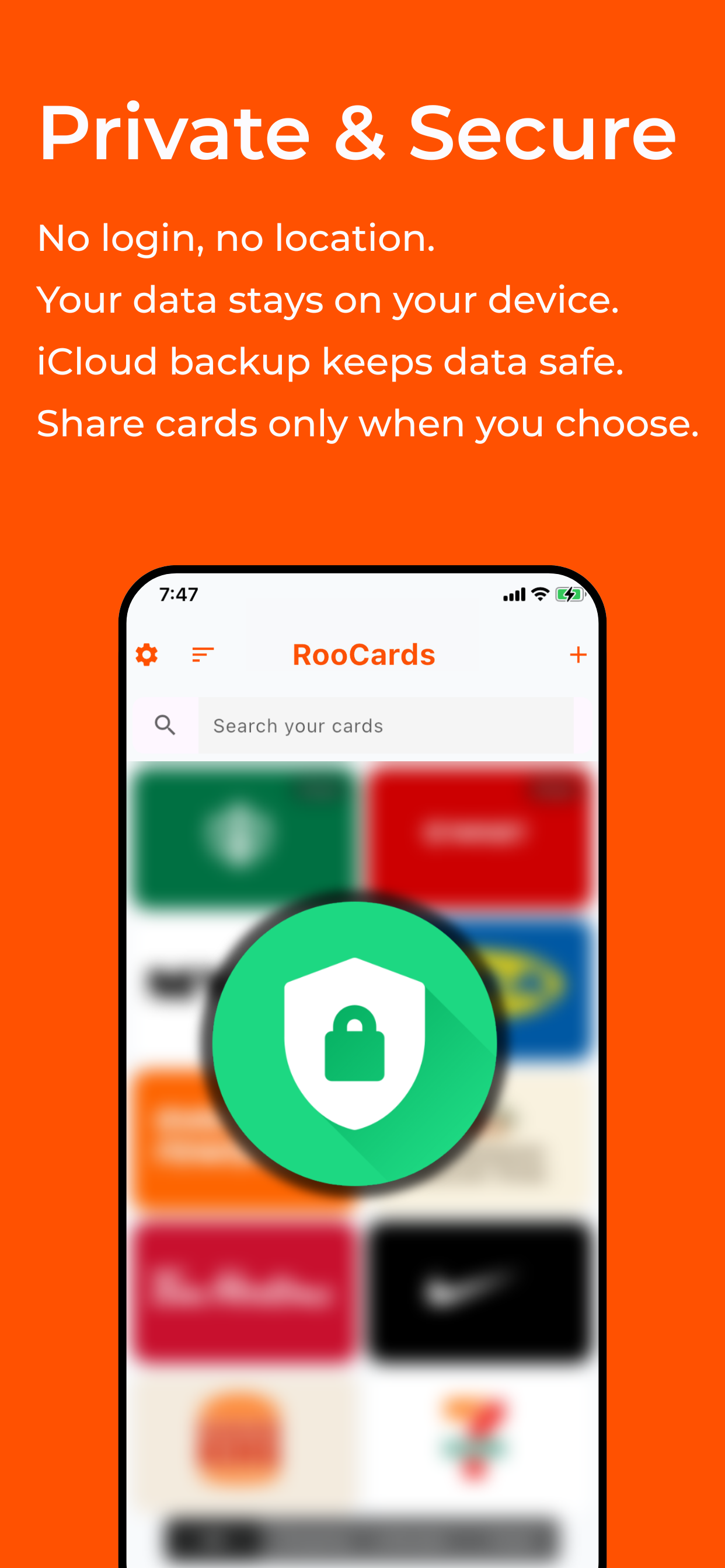 RooCards privacy settings